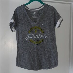 Majestic Gray Pittsburgh Pirates V-Neck Tee
